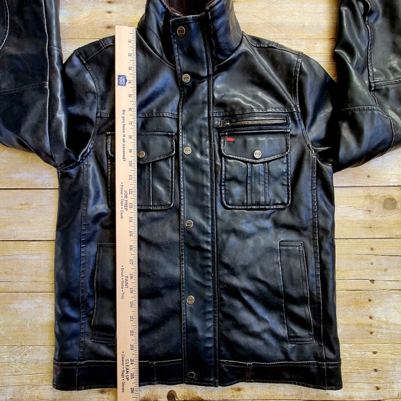 Levi's Brown Leather Bomber Trucker Jacket with Puffer Lining Men's Size Medium - Picture 7 of 8